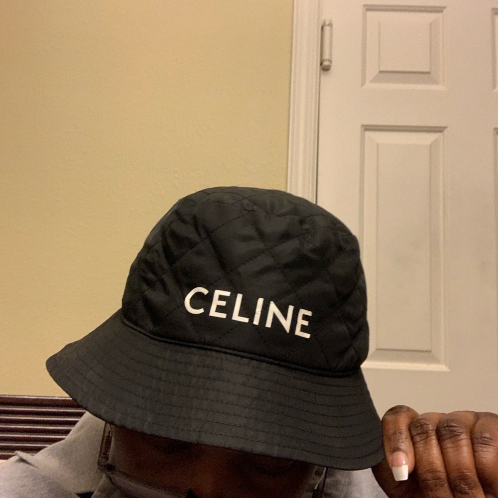 CELINE Unisex Street Style Quilting Bucket Wide-brimmed Hat Black/Orange Size M - Picture 3 of 8